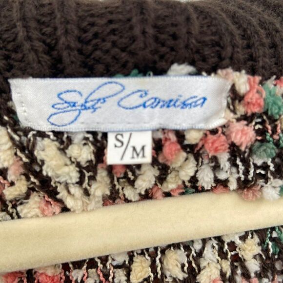 Sofia Camica Crocheted Sweater Vest Toggle & Flower Closure Multicolor S/M - Picture 2 of 12